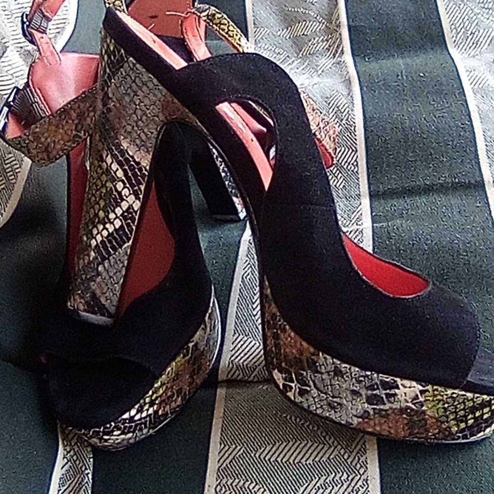 Via Spiga High High Heels Leather Snake Skin Size 10 M Made In Italy. - Picture 9 of 9